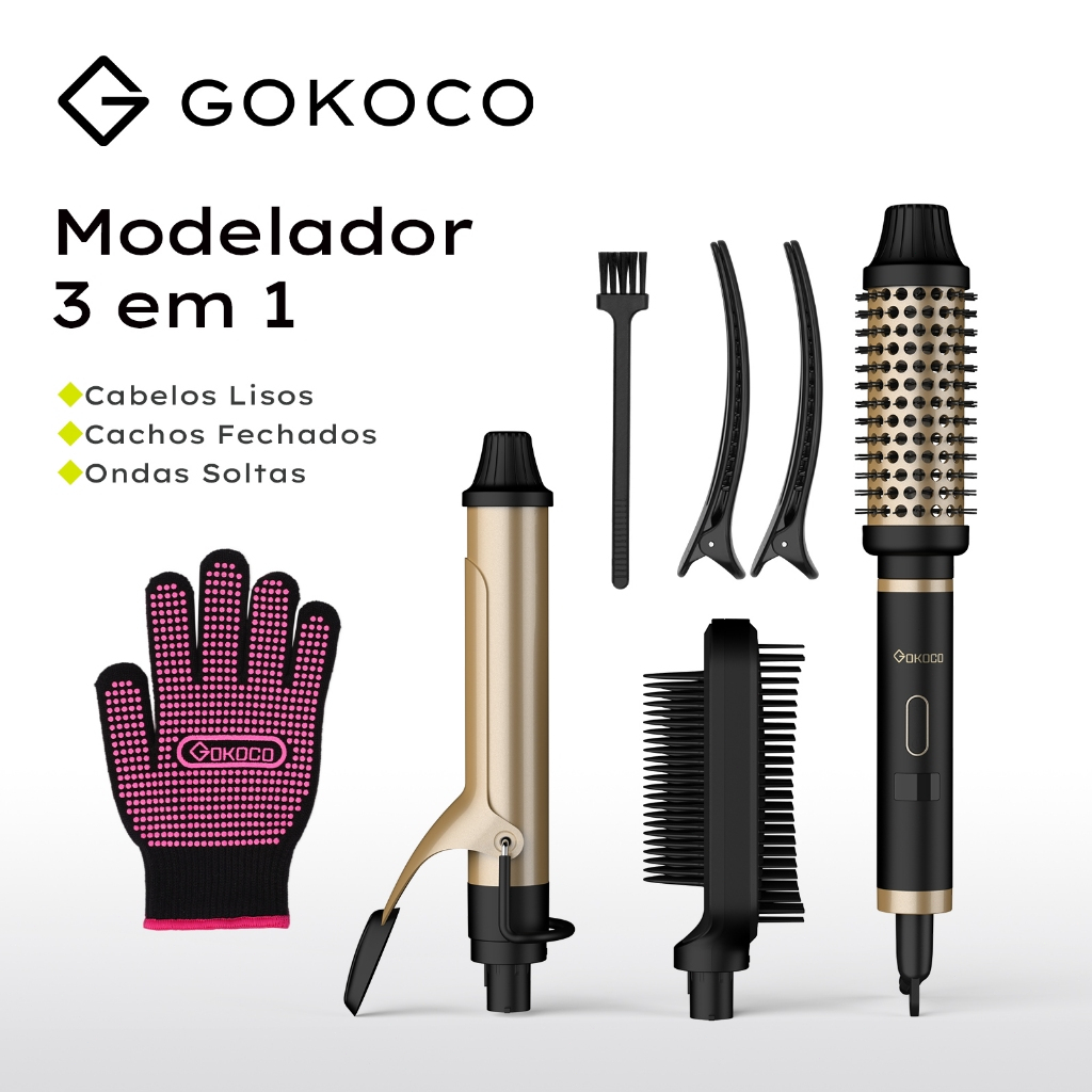 Conjunto Gokoco 3 em 1 preto e dourado, imagem do anúncio Shopee